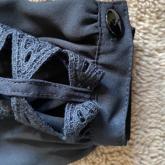 Black Long Sleeve Blouse with cutout detailing on sleeves, Size M - Picture 6 of 11